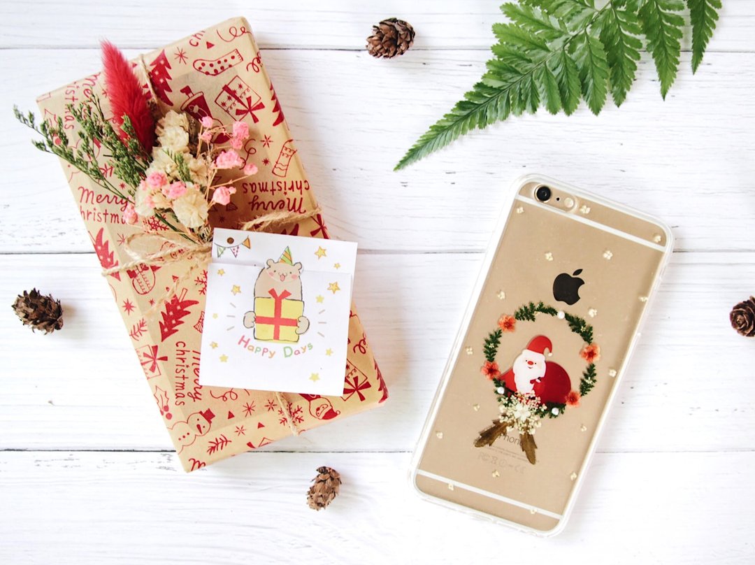 圣诞老人系列 • Christmas Gift Handpressed Flower Phone Case - 手机壳/手机套 - 植物．花 绿色