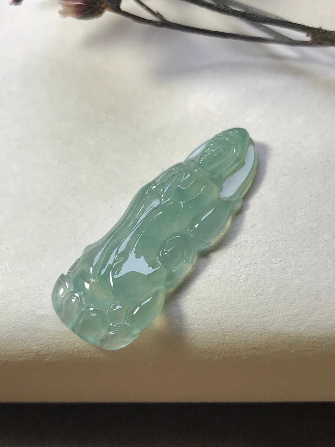 冰种翡翠合掌观音菩萨项链 | 天然缅甸玉翡翠A货 | 送礼 - 项链 - 玉石 透明