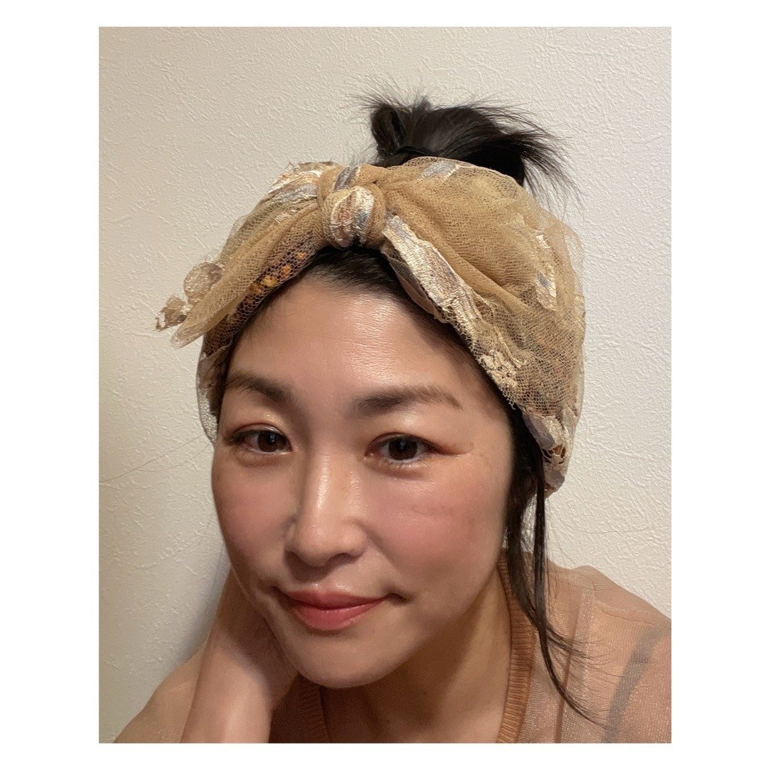 【蕾丝系列】flower ribbon / 米杏色 - 发带/发箍 - 尼龙 咖啡色
