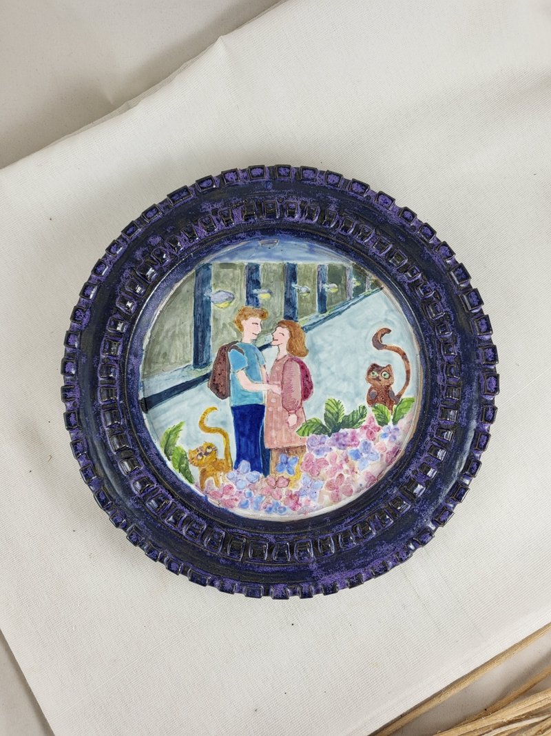 路灯下手工挂盘 - 墙贴/壁贴 - 陶 多色