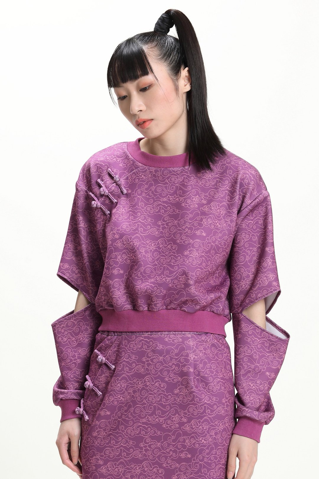 CYPHERHOOD ANNIE 女装 CUTOUT 镂空设计运动卫衣紫色 - 女装上衣 - 聚酯纤维 