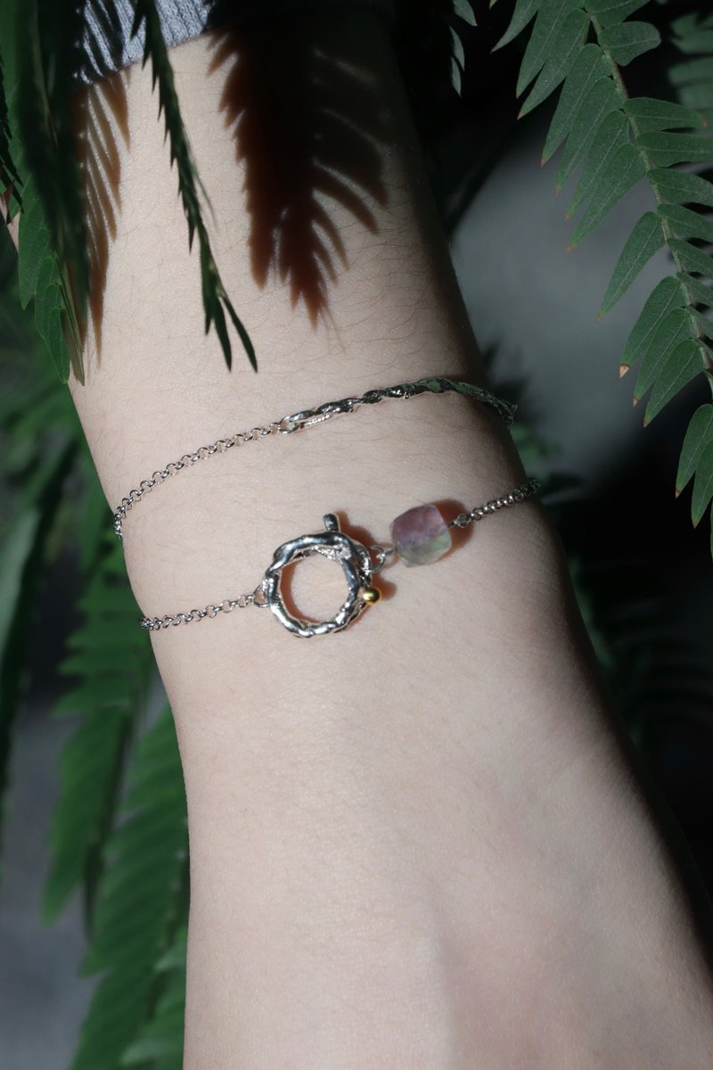 class a 双层萤石 纯银手链 fluorite bracelet - 手链/手环 - 纯银 银色
