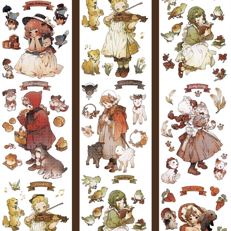 美式小甜心 西洋少女集 PET 和紙膠帶 台灣製 10米卷 - 纸胶带 - 其他材质 多色