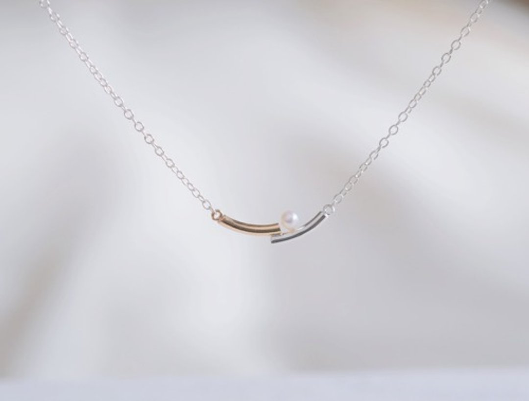 lítið perla necklace2 K10yg  silver baby fresh water pearl - 项链 - 宝石 