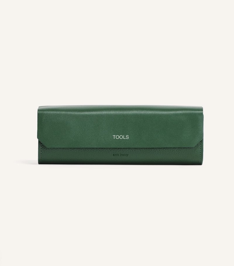 【定制化礼物】翡翠绿皮革文具收纳包 Leather Pen Case - 手拿包 - 真皮 