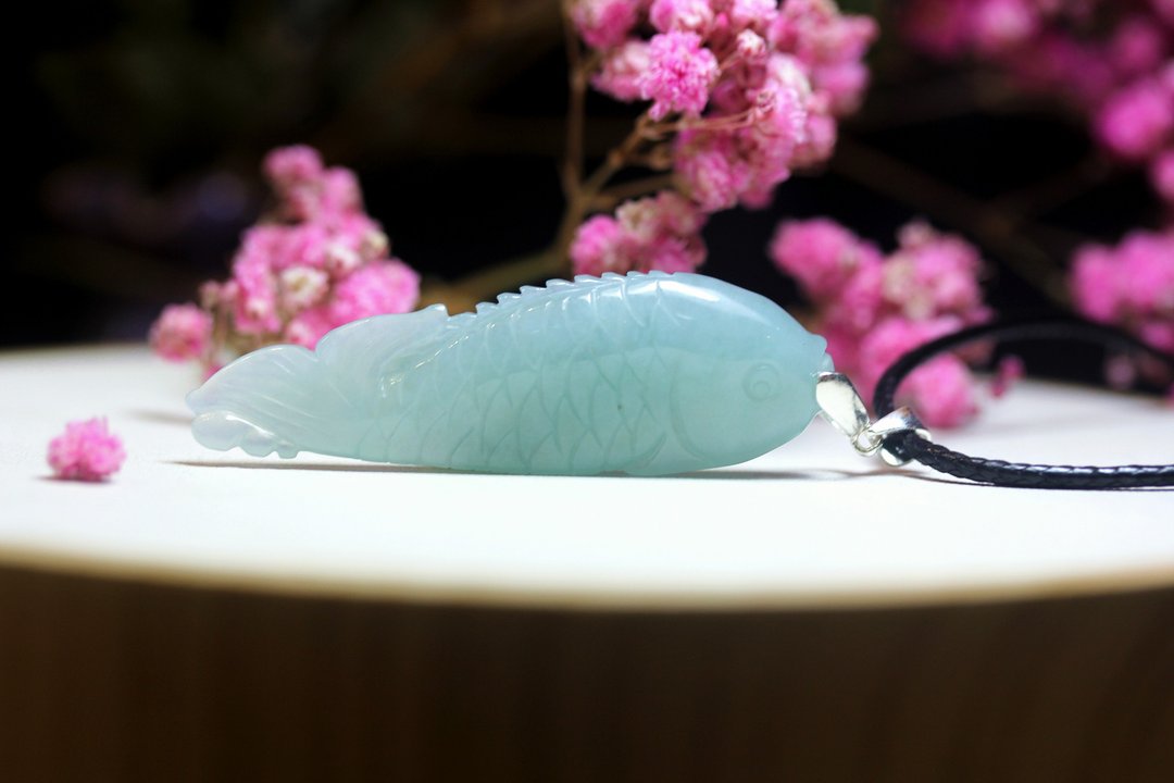 【如鱼得水】A货翡翠 鱼  吊坠 代表事业爱情顺风顺水项链 挂件 - 项链 - 玉石 绿色