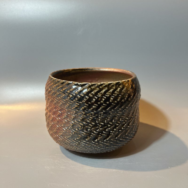 柴烧风纹大茶碗 / 水方 / 小平凡手作 - 茶具/茶杯 - 陶 