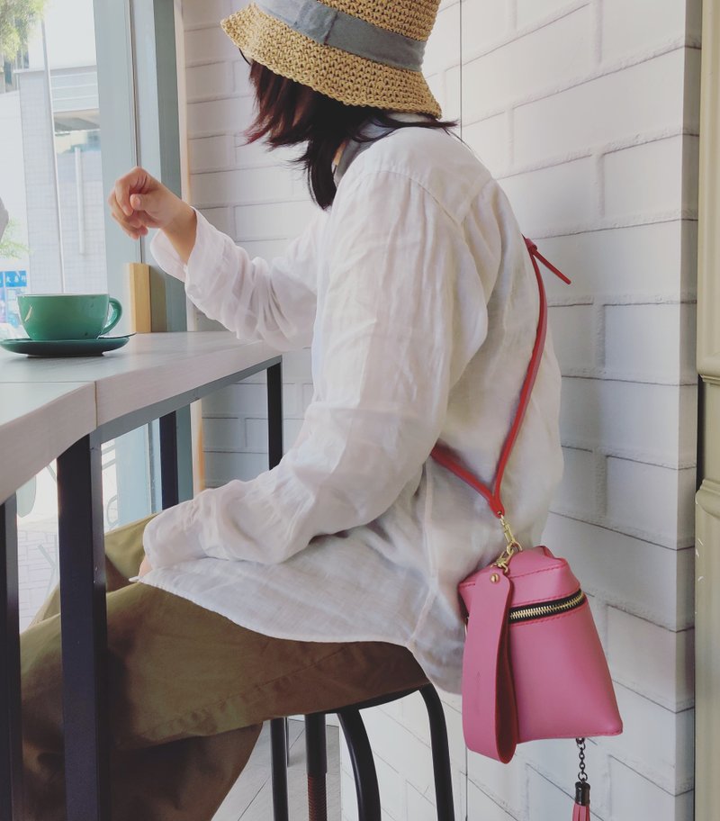 Zemoneni 独家 中国风 桃色灯笼包 手拎包 肩背包 香港设计 - 侧背包/斜挎包 - 真皮 粉红色