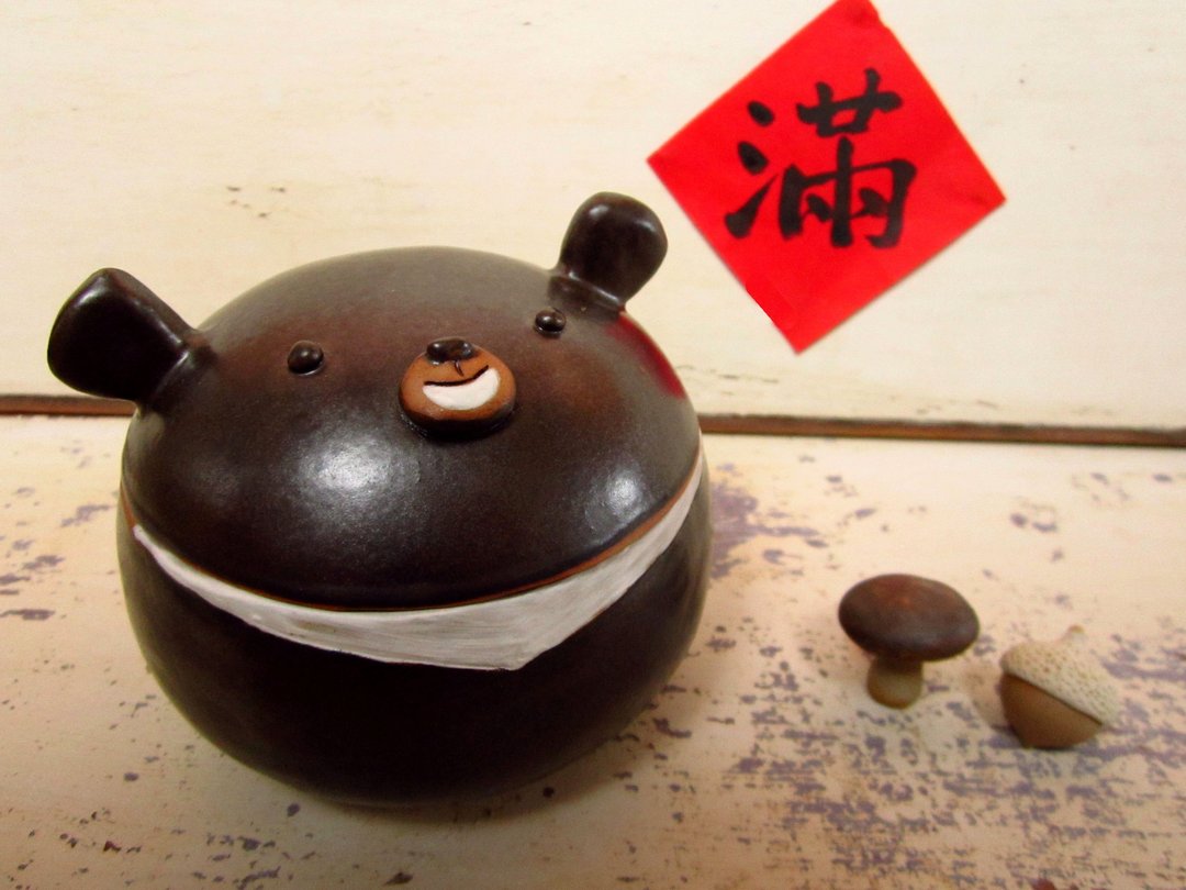 圆滚滚台湾黑熊糖果盒 - 花瓶/陶器 - 其他材质 