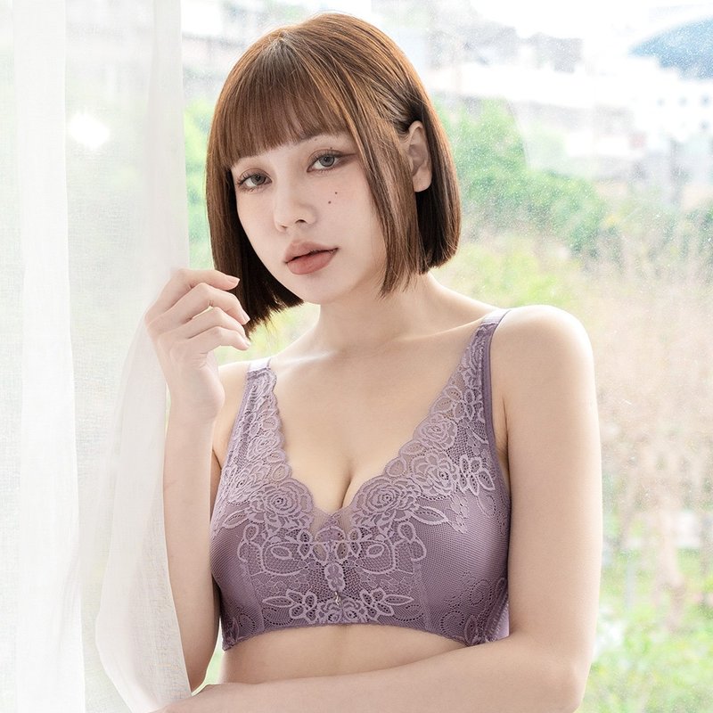 Pink Lady无钢圈 AB罩杯 玫瑰紫霞 下厚上薄集中包覆 单件内衣 - 女士内衣裤 - 其他人造纤维 紫色
