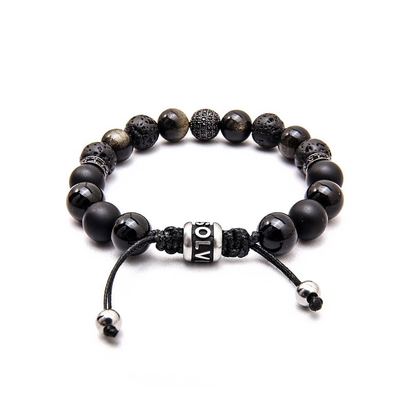 可客制 DISSOLVE设计师原创 金曜石黑玛瑙火山石 天然宝石手链 - 手链/手环 - 石头 黑色