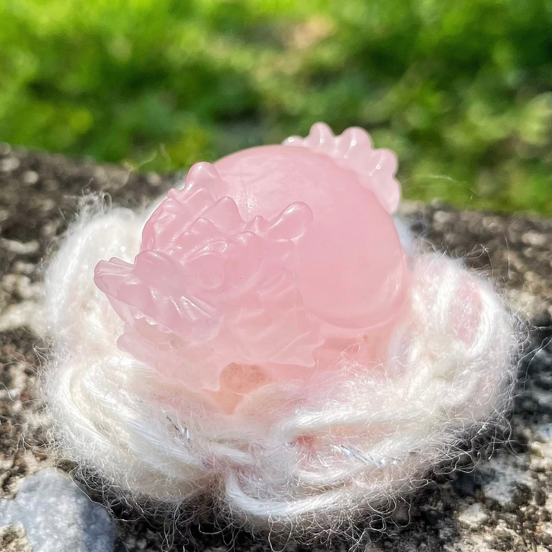 六芒星粉水晶小龙龟附手工矿垫 - 摆饰 - 半宝石 