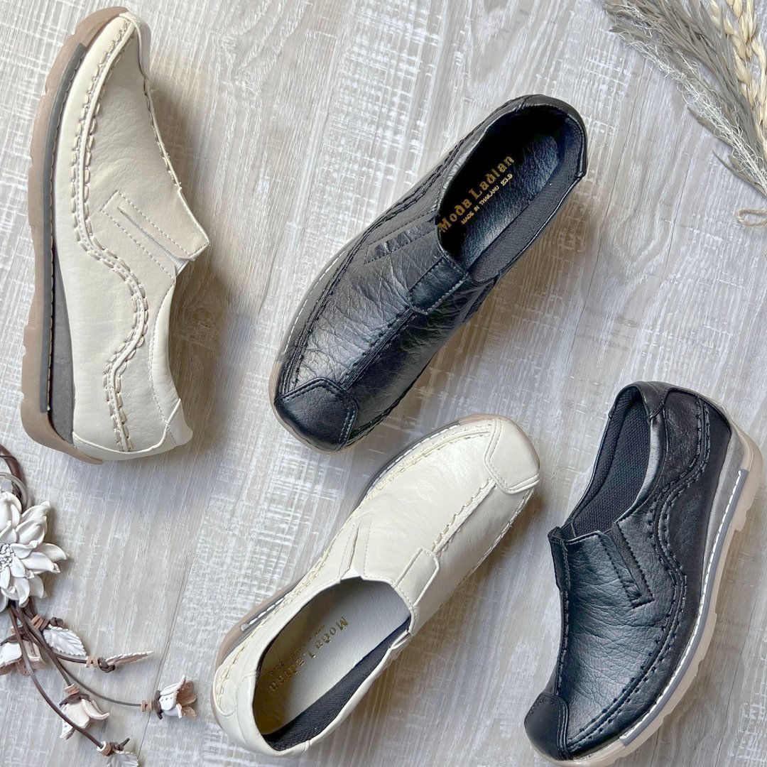 Moda Ladian's most popular slip-on basic, painless, easy to wear, wide 2403 - 女款休闲鞋 - 其他材质 黑色