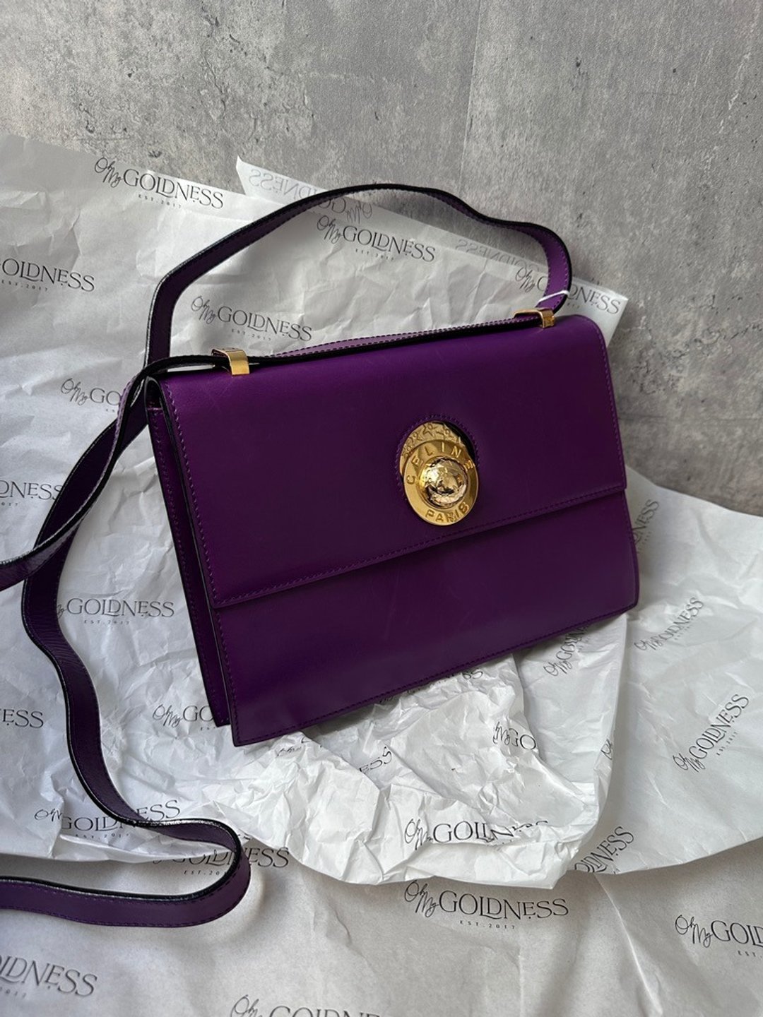 中古包 CELINE 赛琳 星球系列 Constance 康康包 - 手提包/手提袋 - 真皮 紫色