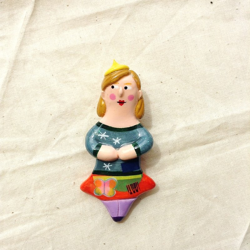 Hearty Brooches [We Love Skirt. series ] 脸红脖子粗。 (女孩；别针) - 胸针 - 粘土 红色