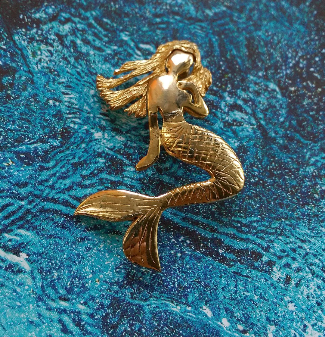 人物主题 Ultra Craft 人鱼 别针。西洋古董饰品 - 徽章/别针 - 其他金属 金色
