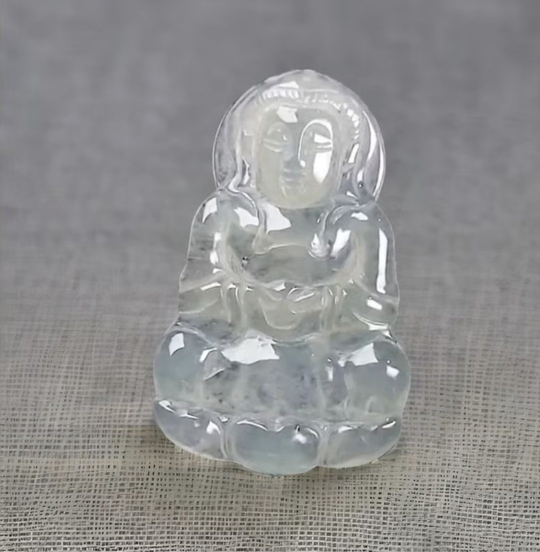冰种翡翠观音菩萨 | 天然缅甸玉A货翡翠 | 送礼 - 其他 - 玉石 绿色