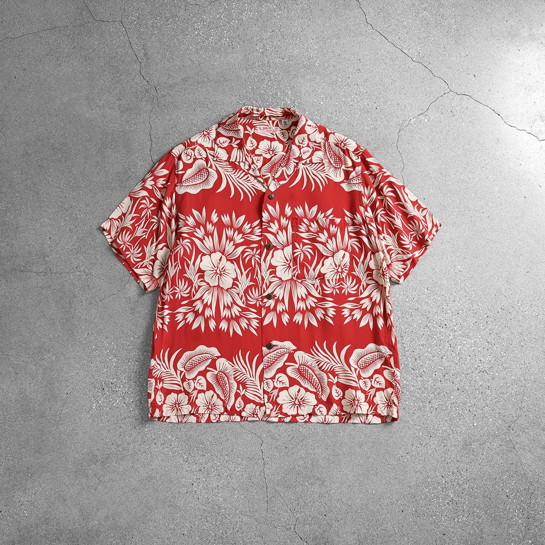 Aloha Shirts 夏威夷衫 / 古巴领衬衫、夏季古着衬衫、SUN SURF - 男装衬衫 - 其他材质 红色