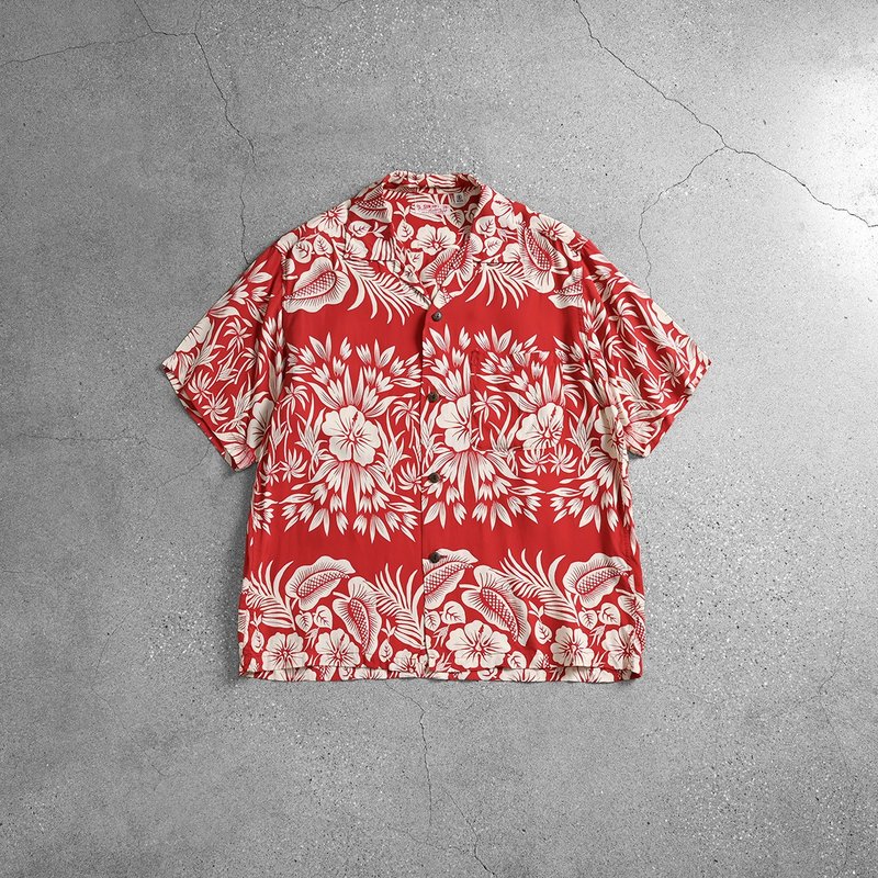 Aloha Shirts 夏威夷衫 / 古巴领衬衫、夏季古着衬衫、SUN SURF - 男装衬衫 - 其他材质 红色