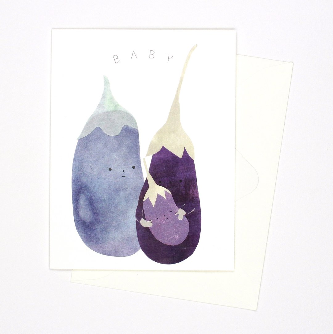 宝宝茄子祝福卡 - 卡片/明信片 - 纸 紫色