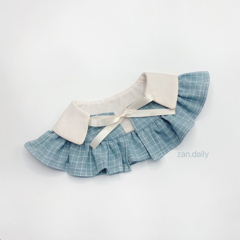 庄园风颈圈 // 蓝绿格 // 定制化订制 - 衣/帽 - 棉．麻 蓝色