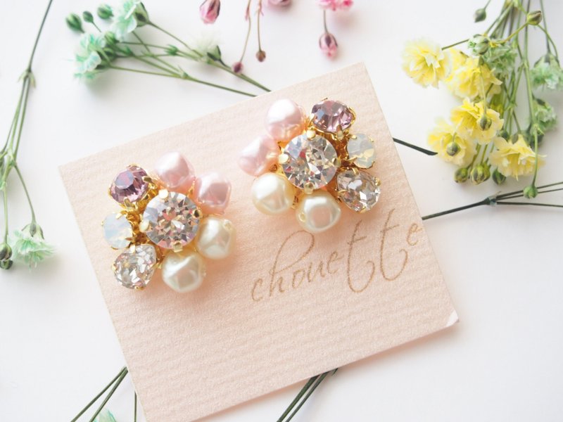 Baroque Pearl Bijou Earrings Light Amethyst - 耳环/耳夹 - 其他材质 紫色