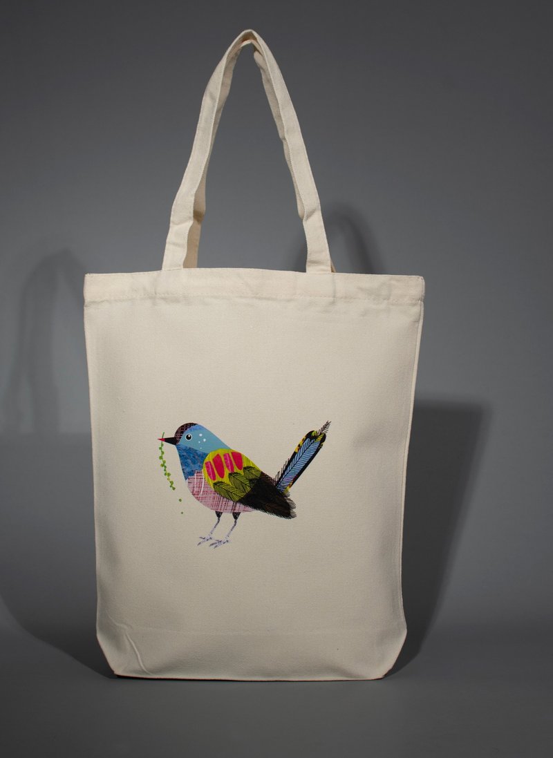 五色鸟 / 文青帆布袋 - 手提包/手提袋 - 棉．麻 白色