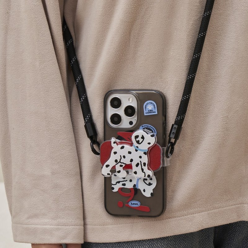 透黑磁吸斑点狗手机壳搭配手机夹磁吸气囊支架手机保护套 - 手机壳/手机套 - 其他材质 