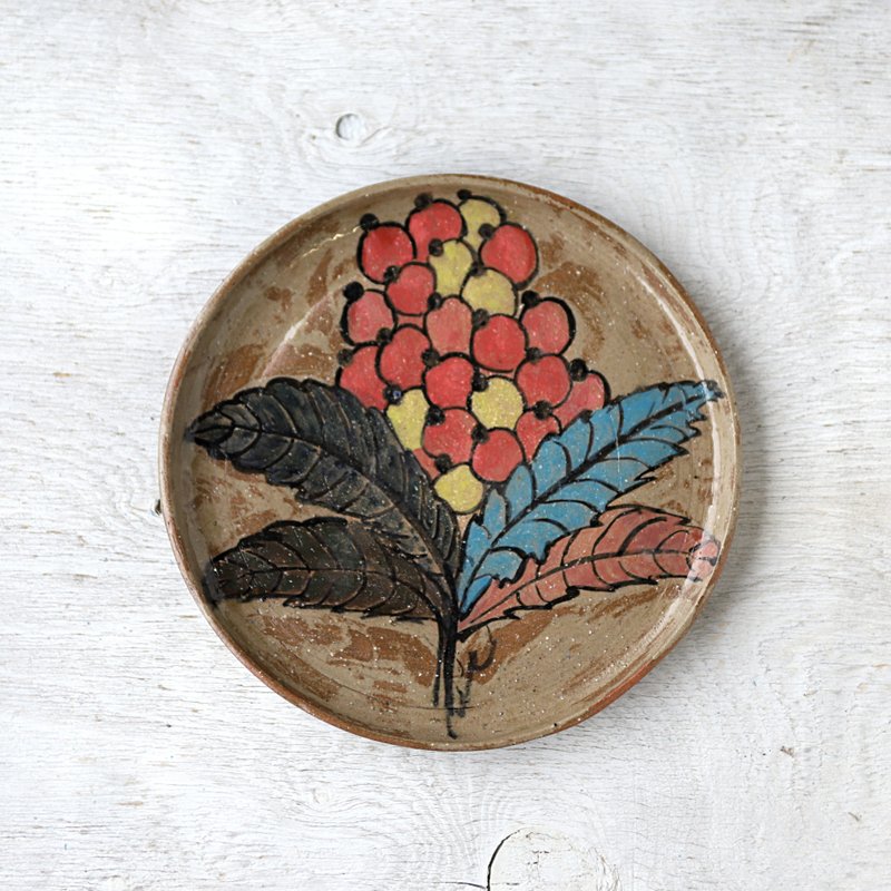 Flower-patterned tray - 盘子/餐盘/盘架 - 陶 多色