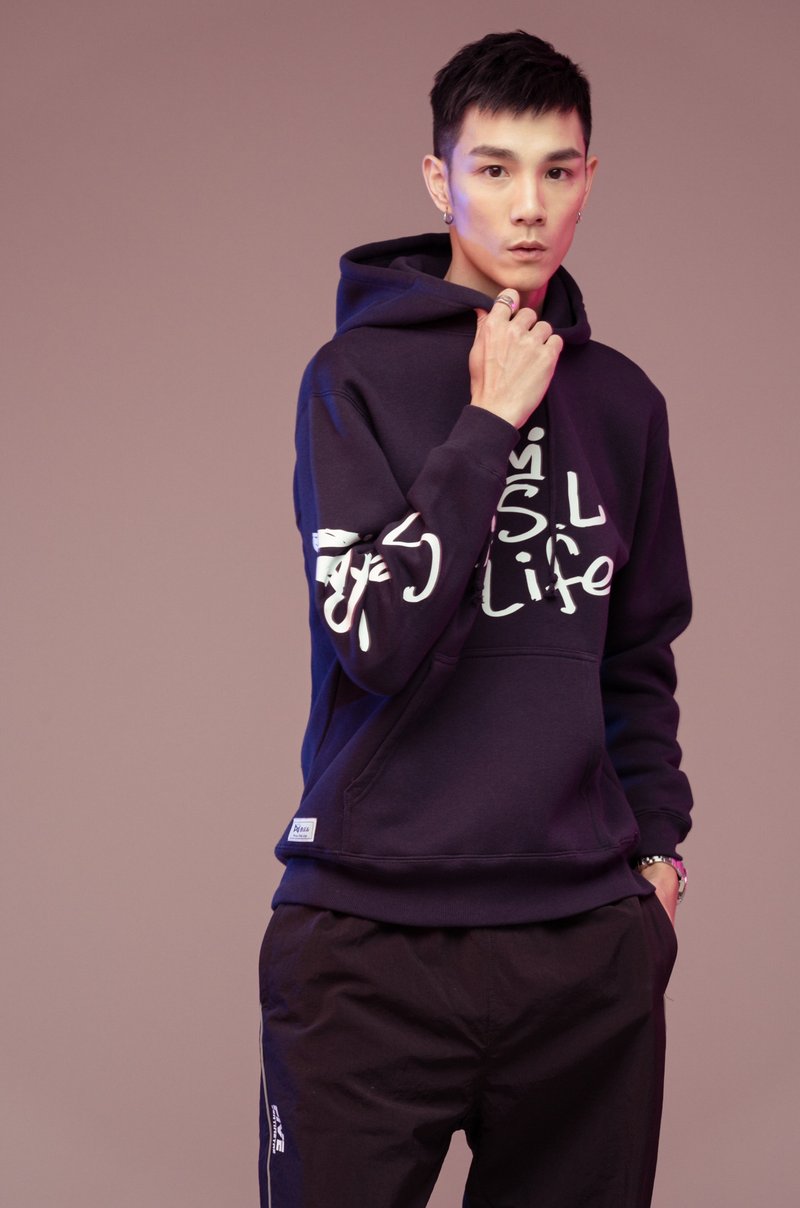 【圣诞限时出清6折】街头风简约皇冠连帽T-丈青色(男女生适穿) - 中性连帽卫衣/T 恤 - 棉．麻 蓝色