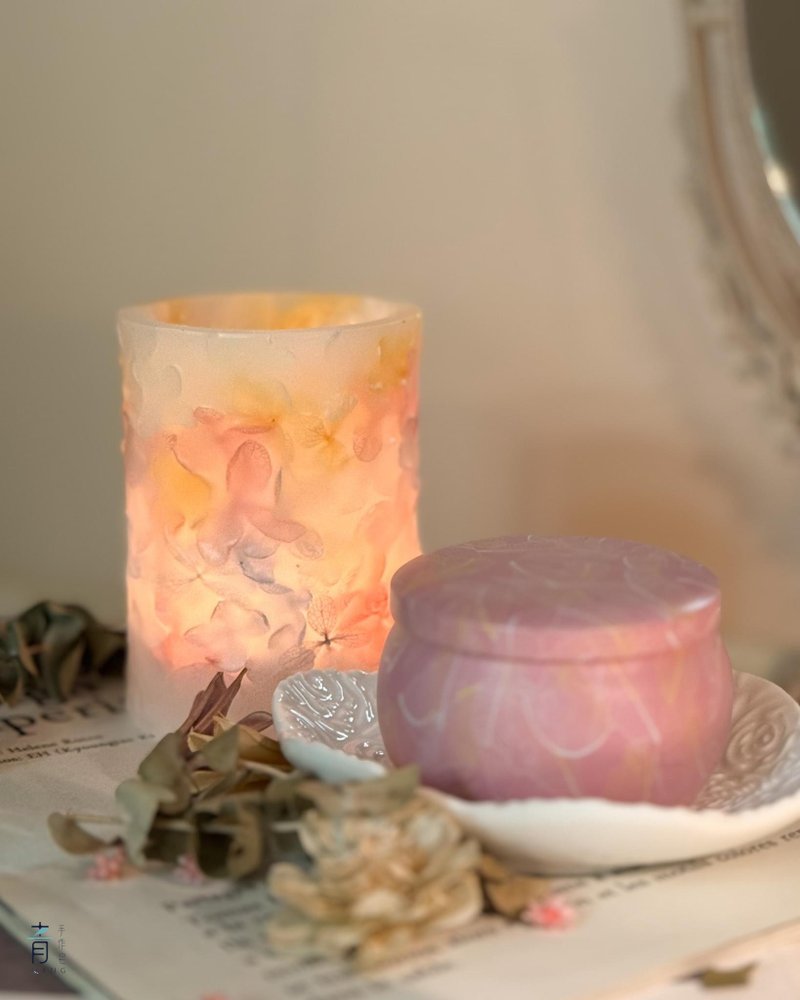 【青手作DIY】立体不凋花烛杯 精油SPA蜡烛课程-下单请先私讯预约 - 蜡烛/香氛 - 蜡 