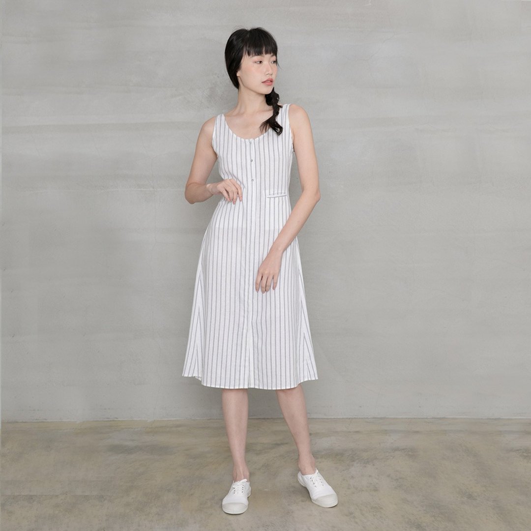 夏日舒活后背绑带洋装 Breezy Summer Tie Back Midi Dress - 洋装/连衣裙 - 棉 多色