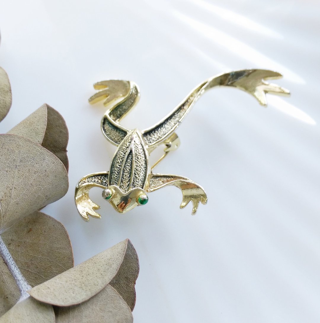 Vintage Jewelry GERRYS 长腿蛙 跳跃蛙 青蛙 别针  胸针 - 徽章/别针 - 其他材质 金色