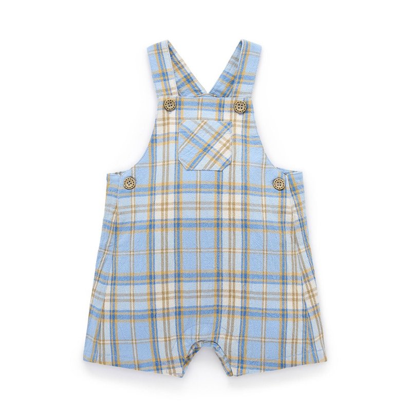 澳洲 Purebaby 有机棉男童装吊带裤 2T-5T 蓝黄格子 - 童装上衣 - 棉．麻 