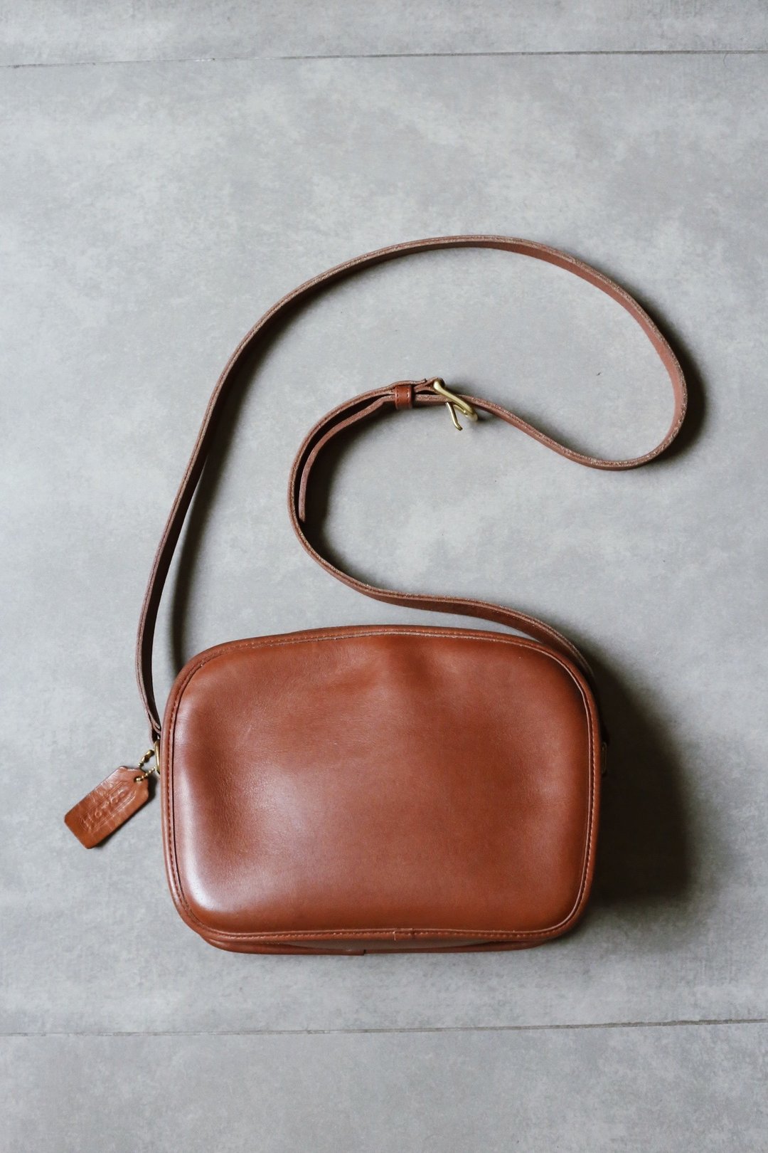 Vintage Coach Bag古董包/皮革袋/中古袋 - 侧背包/斜挎包 - 真皮 橘色