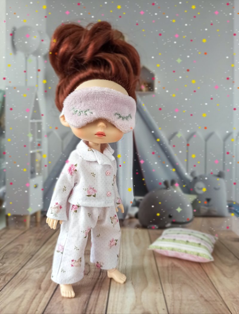 Pajamas and accessories (eye mask, pillow) for Xiaomi monst, Holala dolls. - 玩具/玩偶 - 棉．麻 