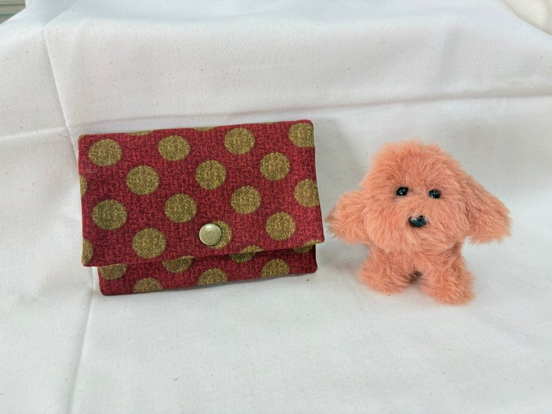 多层次零钱包-暗红圆点点 - 零钱包 - 棉．麻 红色