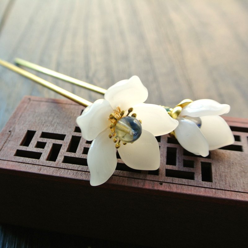 【墨徽阁】含苞。花开发簪(白色款)-共13色 - 发饰 - 铜/黄铜 白色