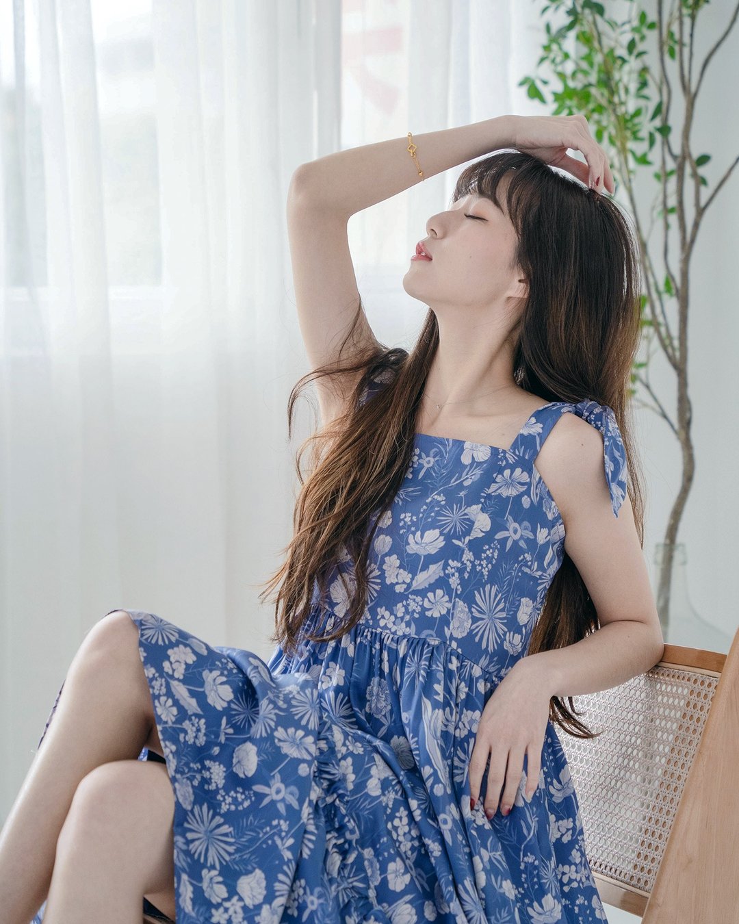 【日本千叶】小兔耳绑带 澎澎蛋糕长洋装 复古琉璃绀 S-XL - 洋装/连衣裙 - 棉 蓝色
