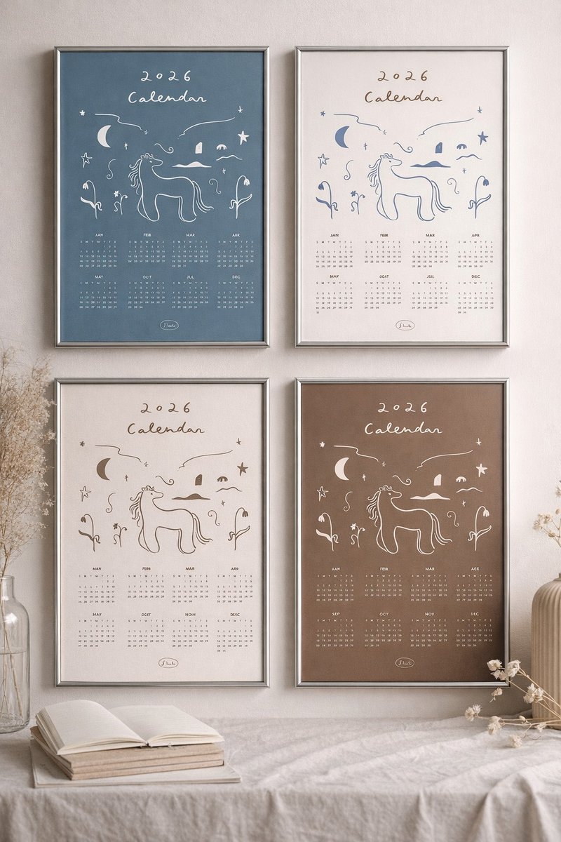 2026冰岛小马A3年历海报 - 海报/装饰画/版画 - 纸 多色
