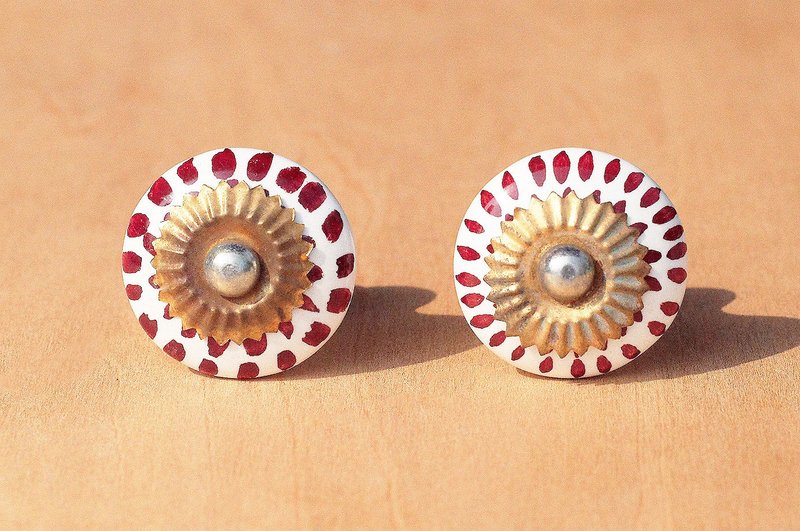 英式复古手绘陶瓷手把/陶瓷门把/陶瓷窗户门把/工业风门把-咖啡花 - 花瓶/陶器 - 陶 咖啡色