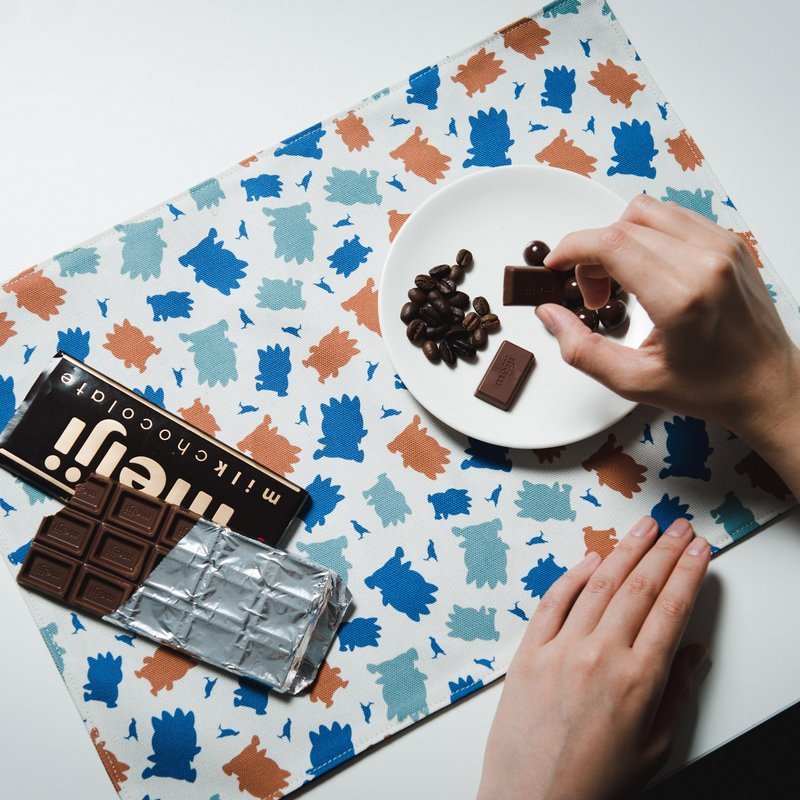 简式餐垫-42x30/限定花色/印花乐x酷企鹅-个性橘蓝 - 餐垫/桌巾 - 棉．麻 多色