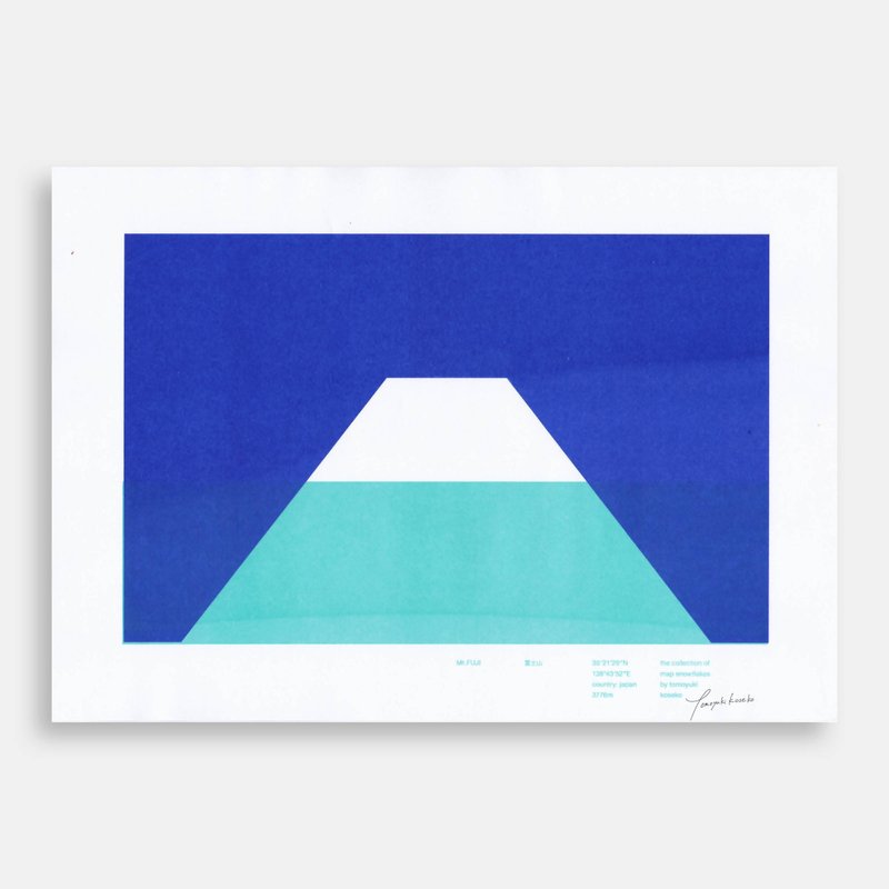Art Print (Riso) / 富士山・冬 - 海报/装饰画/版画 - 纸 蓝色