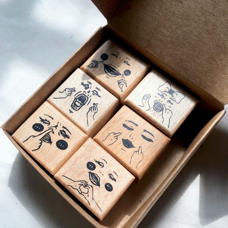 情绪化表情印章-整组6入 - 印章/印台 - 木头 