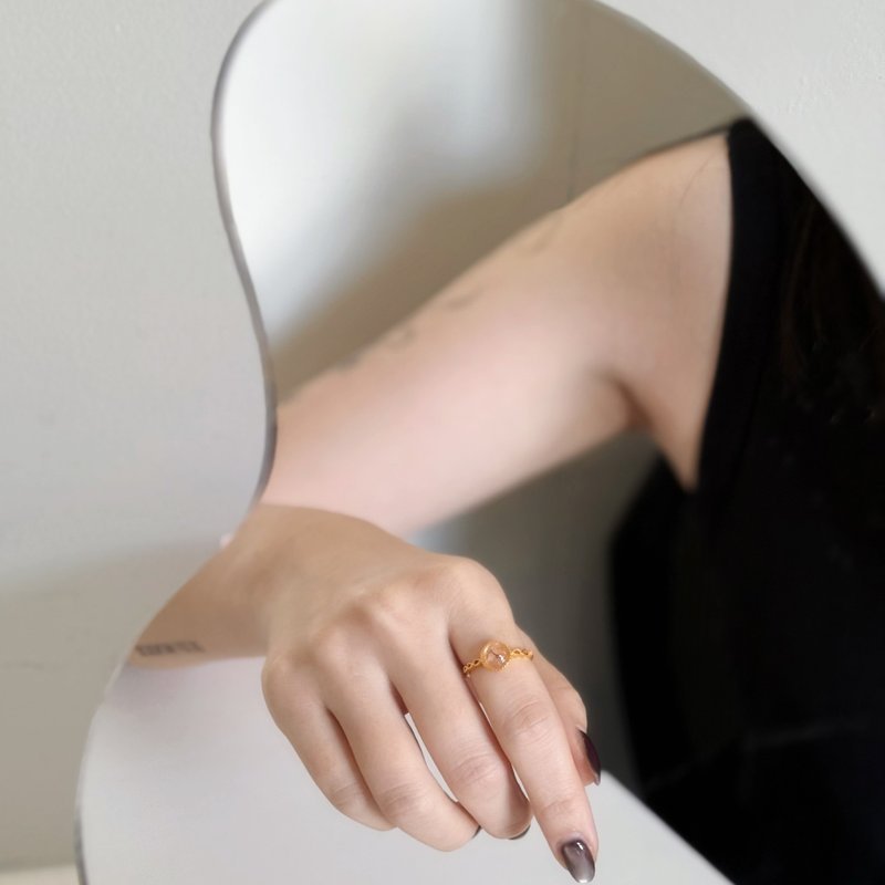 925纯银镀金 落日橘光 胎毛麻花戒指 可调式 - 婴儿饰品 - 银 