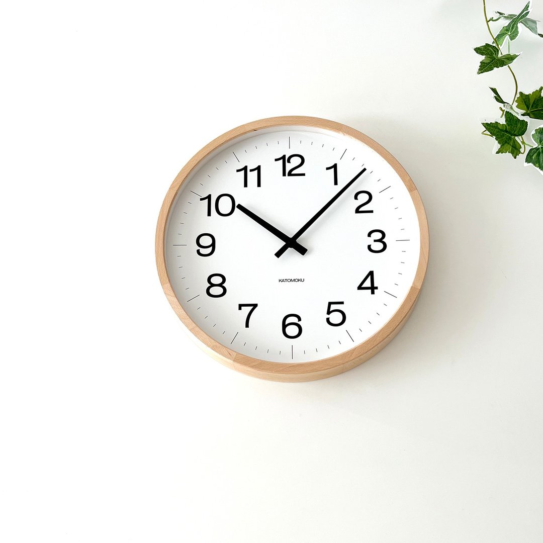 KATOMOKU muku clock 16 LL尺寸 山毛榉 (km-1116NA) 挂钟 日本制 - 时钟/闹钟 - 木头 卡其色