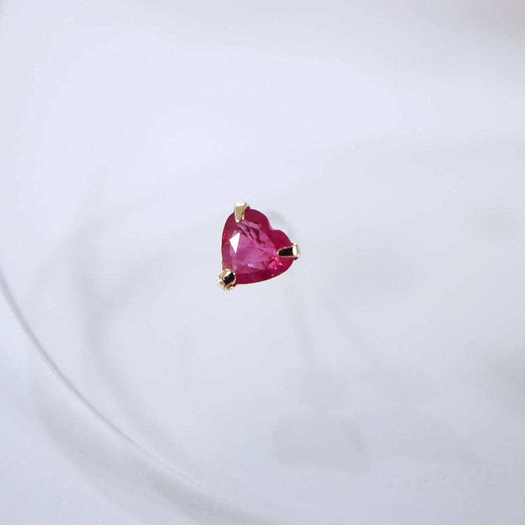 18K 黄K金 红宝耳环 心型切割 爱心 - 耳环/耳夹 - 贵金属 