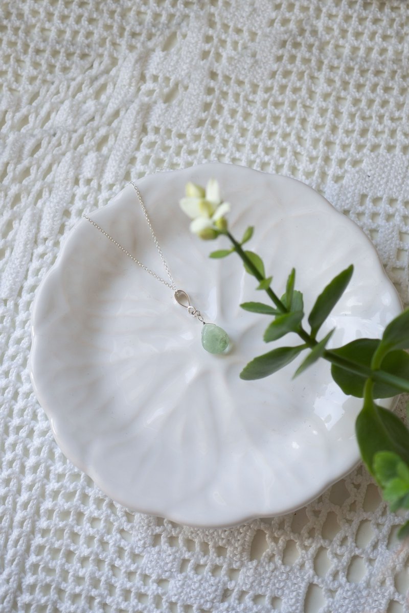 东陵泪滴项链，925银，双子座宝石，处女座水晶饰品 - 项链 - 宝石 绿色