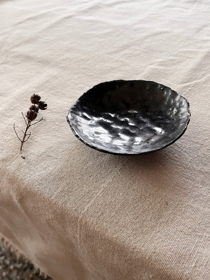 凹凸 手捏茶盘 壶承 陶盘 | 陶器皿 - 茶具/茶杯 - 陶 黑色