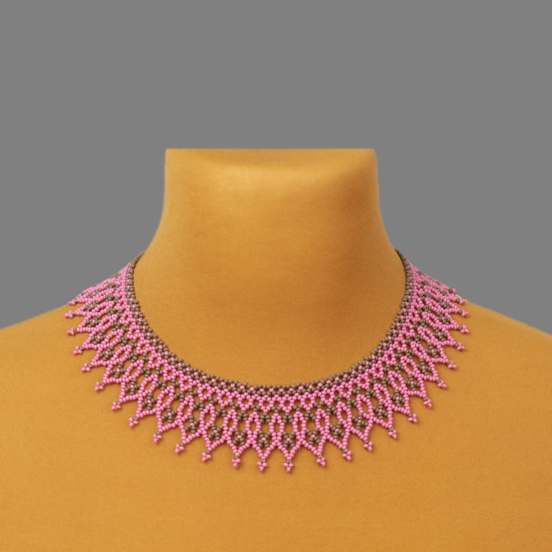 粉色项链 专为女性打造的独特饰品 - 锁骨链 - 玻璃 粉红色